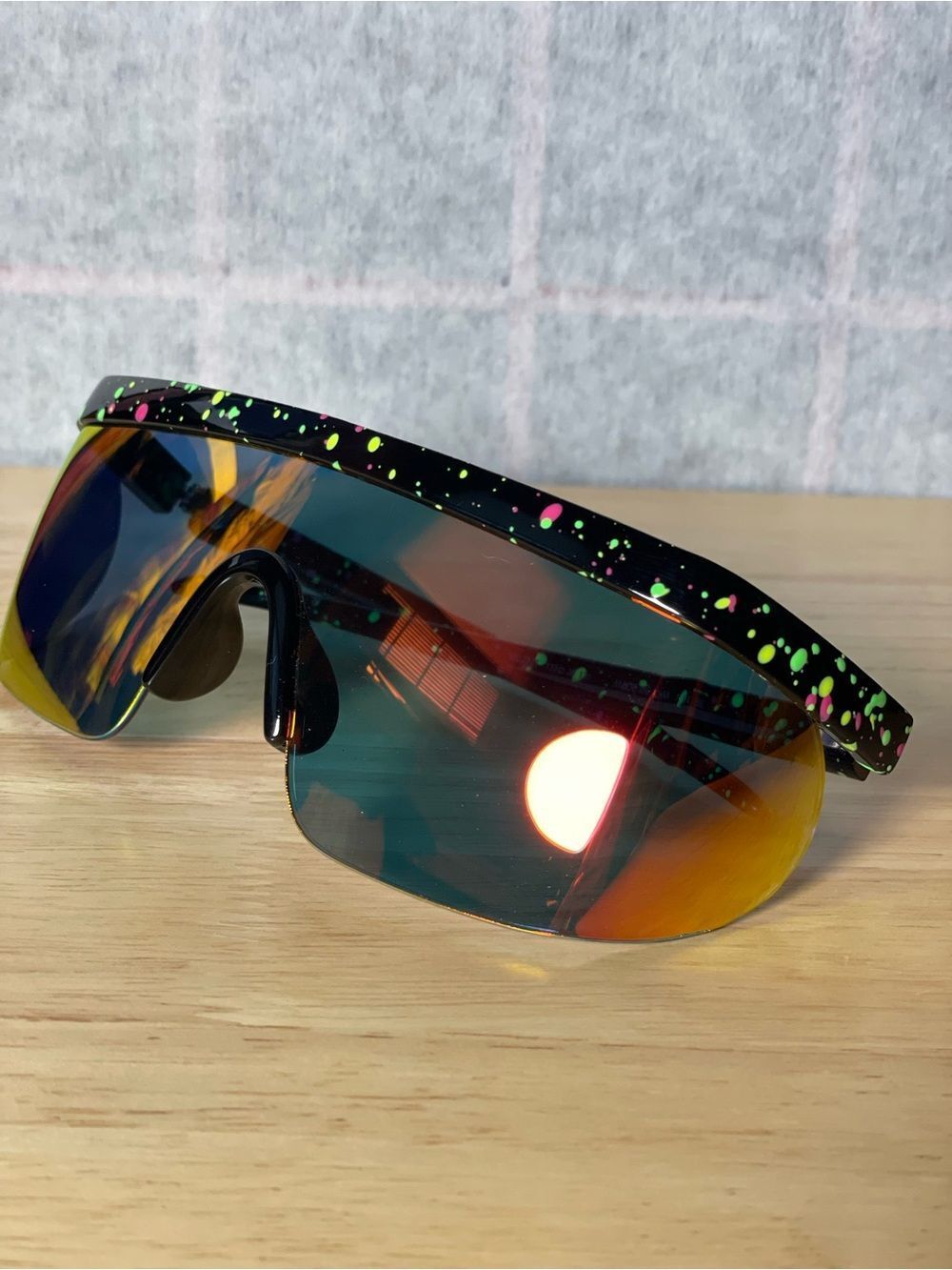 Tipsy Elves Neon Retro Splatter Print Performance Sunglasses - Unisex -80’s Vibe